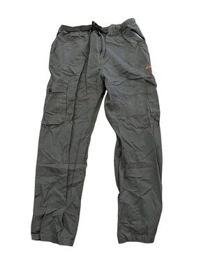 Clothin Outdoor Style Cargo Pants Gray Elastic Waist Hiking Utility